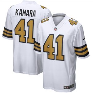 Men’s New Orleans Saints Alvin Kamara Nike White Alternate Game Jersey