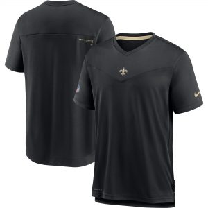 Men’s New Orleans Saints Nike Black Sideline Coaches Performance V-Neck T-Shirt