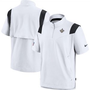 Men’s New Orleans Saints Nike White Sideline Coaches Short Sleeve Quarter-Zip Jacket