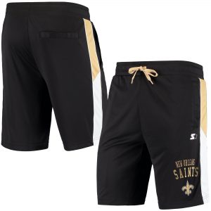 Men’s New Orleans Saints Starter Black/Vegas Gold Fan Favorite Shorts