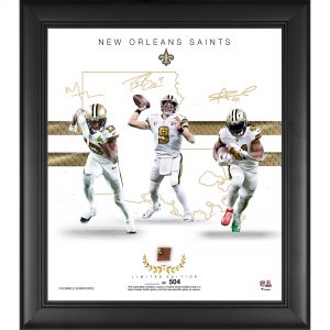 New Orleans Saints Framed Collage with a Piece of Game Used Football – Limited Edition