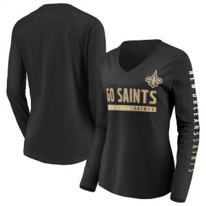 New Orleans Saints Women’s Team Slogan Long Sleeve V-Neck T-Shirt