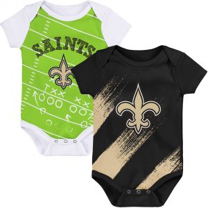 Newborn & Infant New Orleans Saints Black/Green Field 2-Pack Bodysuit Set