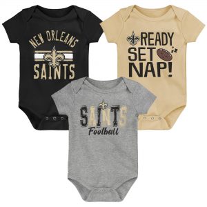 Newborn & Infant New Orleans Saints Ready, Set, Nap Three-Pack Bodysuit Set