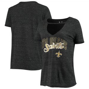 Women’s New Orleans Saints Choker Glitter Tri-Blend V-Neck T-Shirt